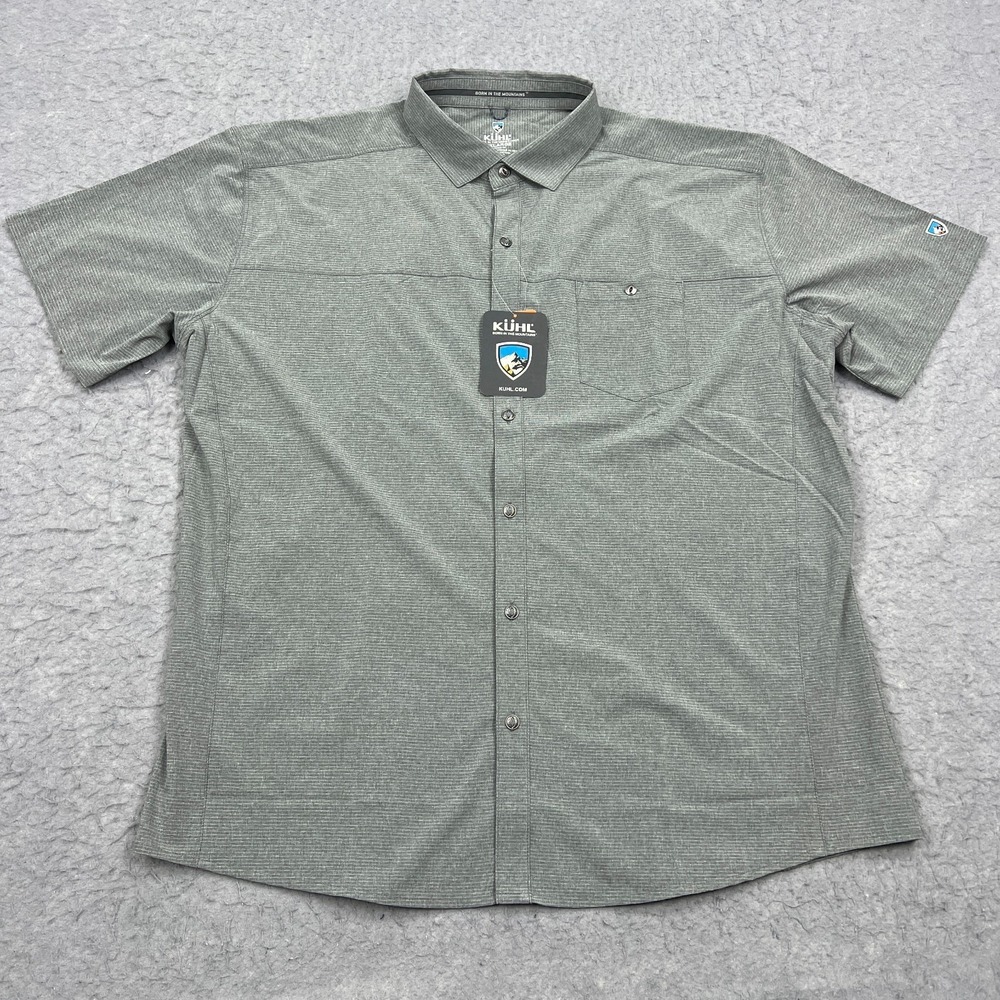 NEW Kuhl Optimizr Shirt Mens XXL Gray Button Up Taper Lightweight Stretch Hiking